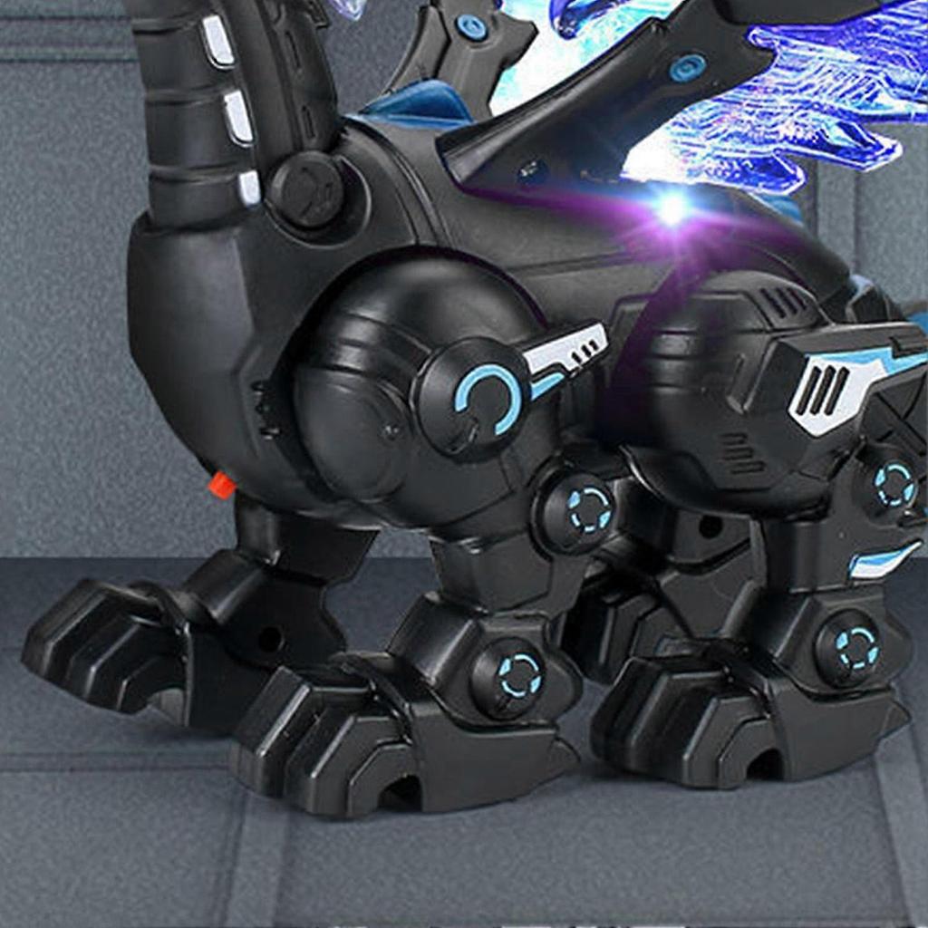Electric Mechanical Dinosaur Toy With Sound Light Walking Toy Gifts For Boys Kids Spray Type Black
