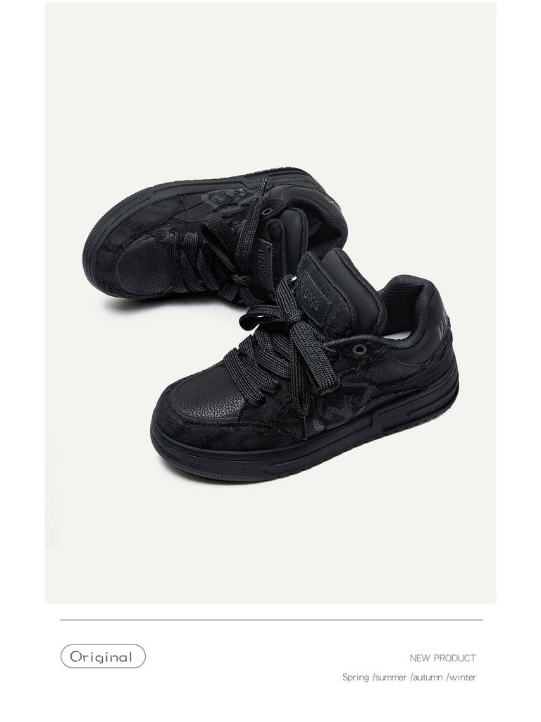 Série Destruktivní estetika Černého rytíře: Trendy plátěné boty s tlustou podrážkou a nízkým svrškem pro muže a ženy