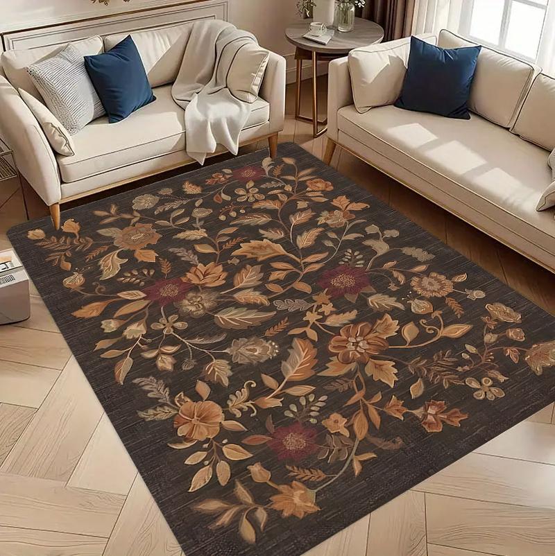 Vintage Floral Carpet Mat Rug Home Decoration Living Room Bedroom Floor Decor Botanical Style Non Slip Rugs Home Bedroom Decor