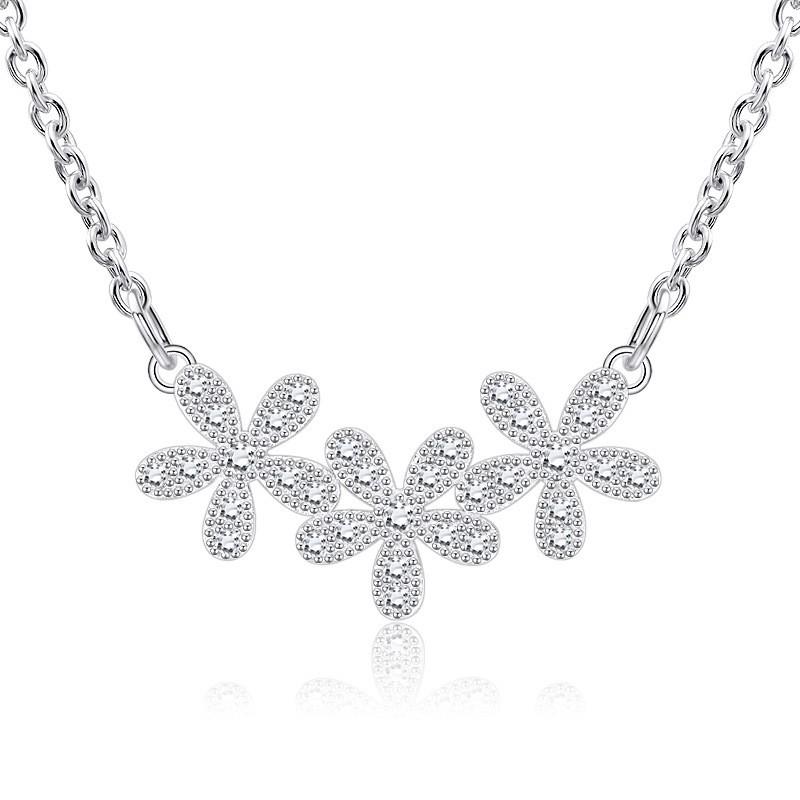 

BELLA BOX New Product S925 Pure Silver Full Diamond Three-flower Necklace, Super Dazzling And Light Luxury Pendant алмаз