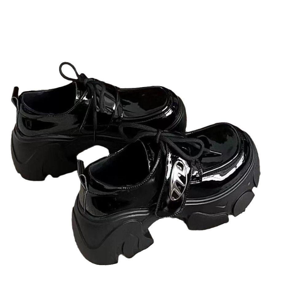 Retro Dicksohlige Britischer Stil Kleine Lederschuhe für Damen Herbst Neu Leder Muffins Erhöhen die Höhe