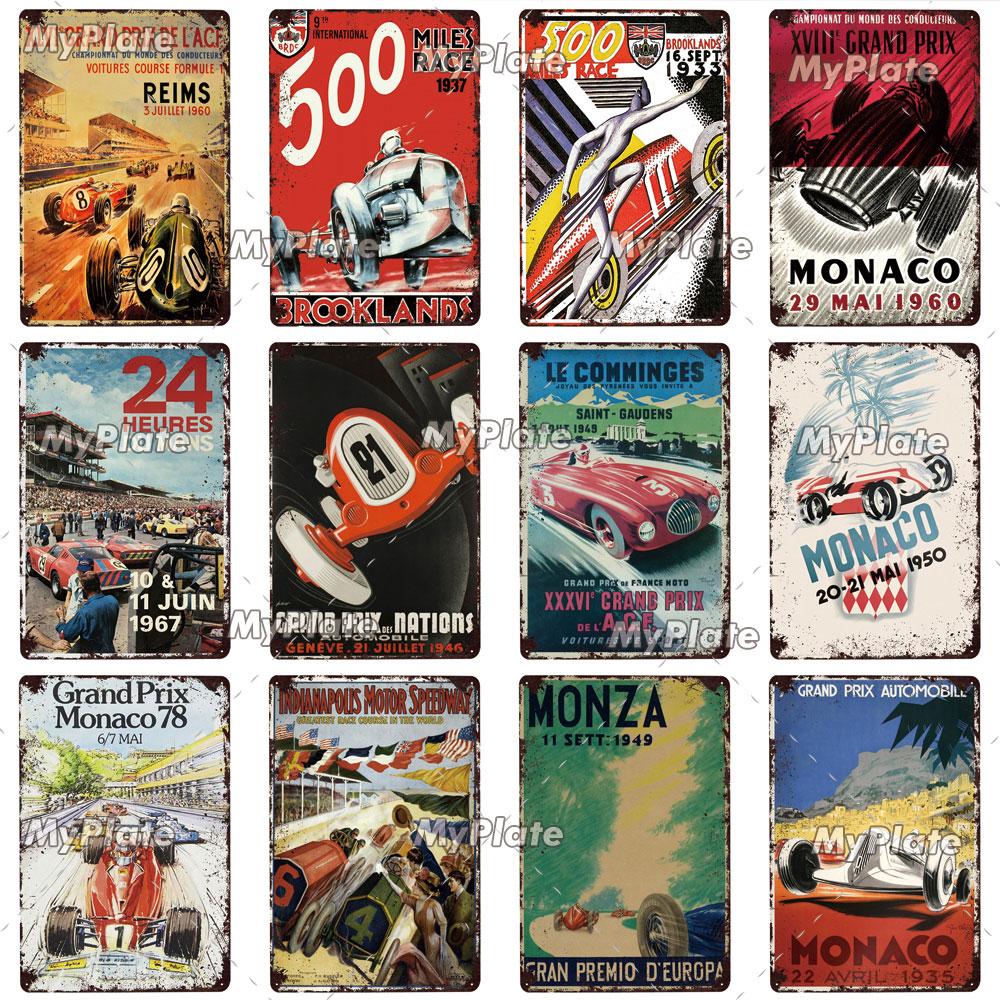 24 Heures Du Mans Metal Sign Vintage Plaque Tin Sign Wall Decor For Bar Pub Metal Crafts Retro Racing Car Poster Custom