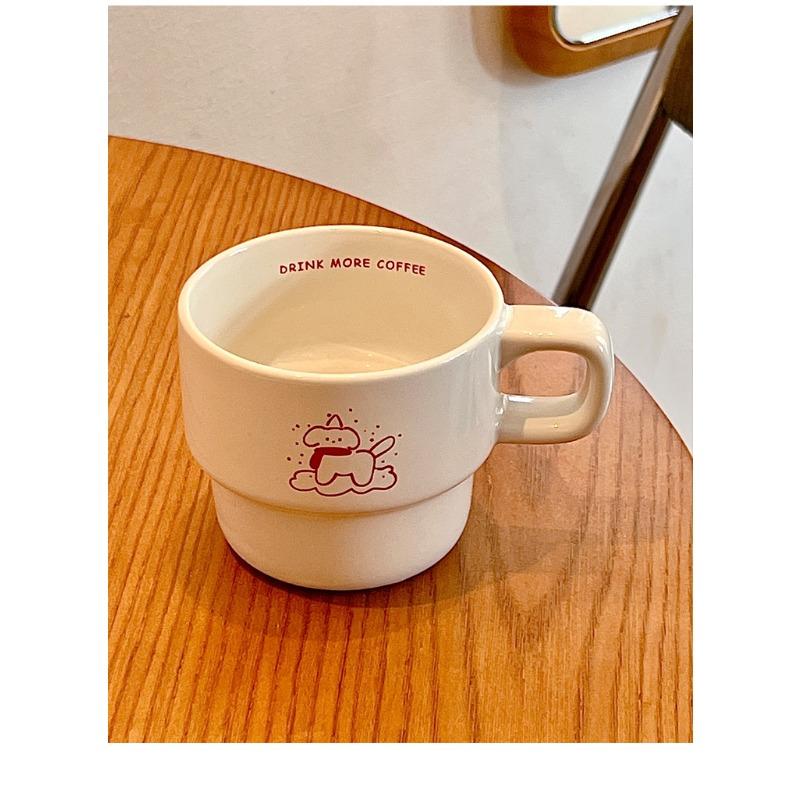 

Cartoon Ins Style Cute Milk Tea Puppy Illustration Ceramic Mug Couple Best Friend Coffee Cup Breakfast Milk Cup 201-300ml