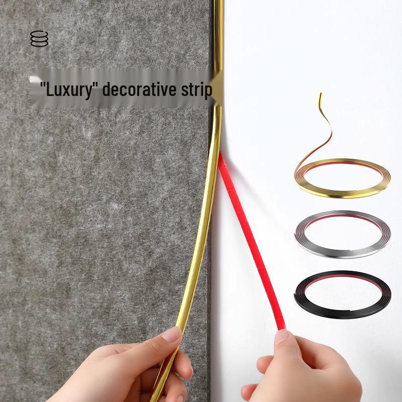 

Золотая самоклеящаяся отделка швов обоев и декоративная бордюрная полоса Bright Black, 3m x 8mm