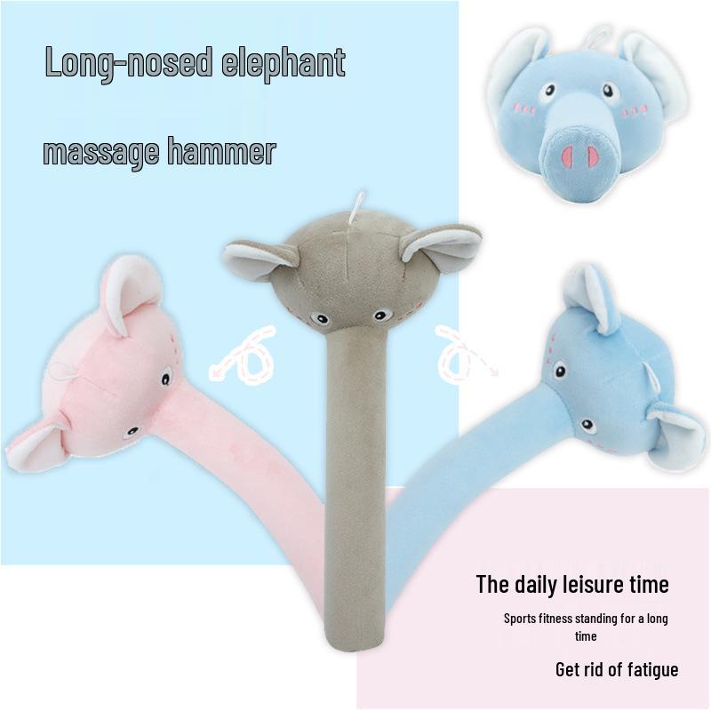 

Cartoon Elephant Plush Massage Hammer - Fun Back Patting Toy 30x14cm рожевий