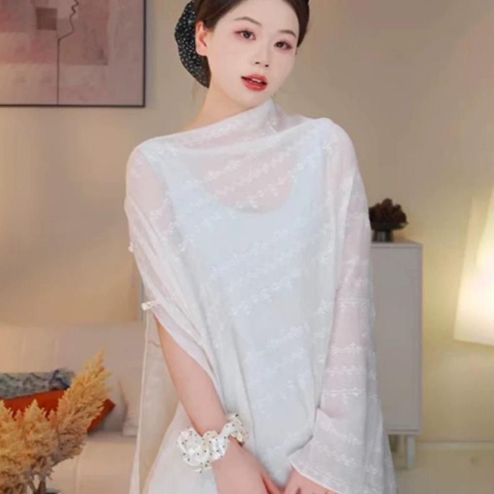Creative Multicolor Sunscreen Shawls Long Style Seaside Holiday Dual-Use Scarves Dual-Use Design Beachwear Long Scarves Beach
