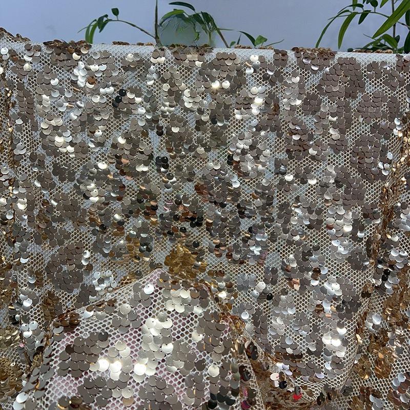 1/3Yard Gradient Full Shiny Sequin Fabric Embroidered Netting Material for Wedding Dresses Evening Gowns Cheongsam Sequin Fabric