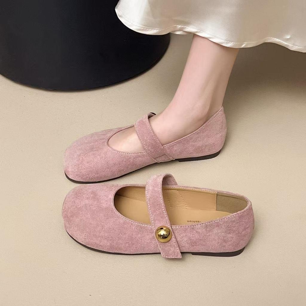 Sweet and cute little wind word with Mary Jane shoes summer versatile daily matte round head shallow mouth single shoes