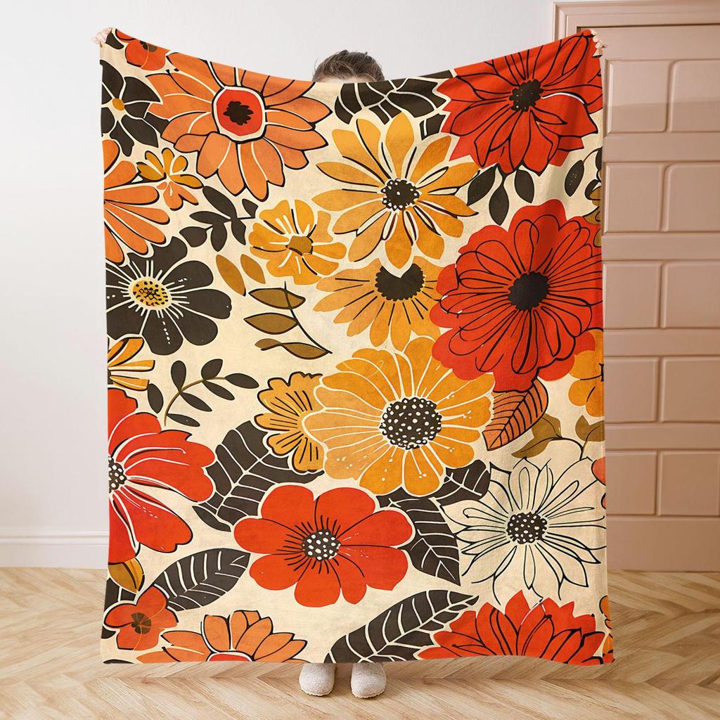 1pc Extra Large Flannel Blanket - Heavyweight Soft Polyester Bedspread - All-Season Couch, Sofa, Camping, Office Throw