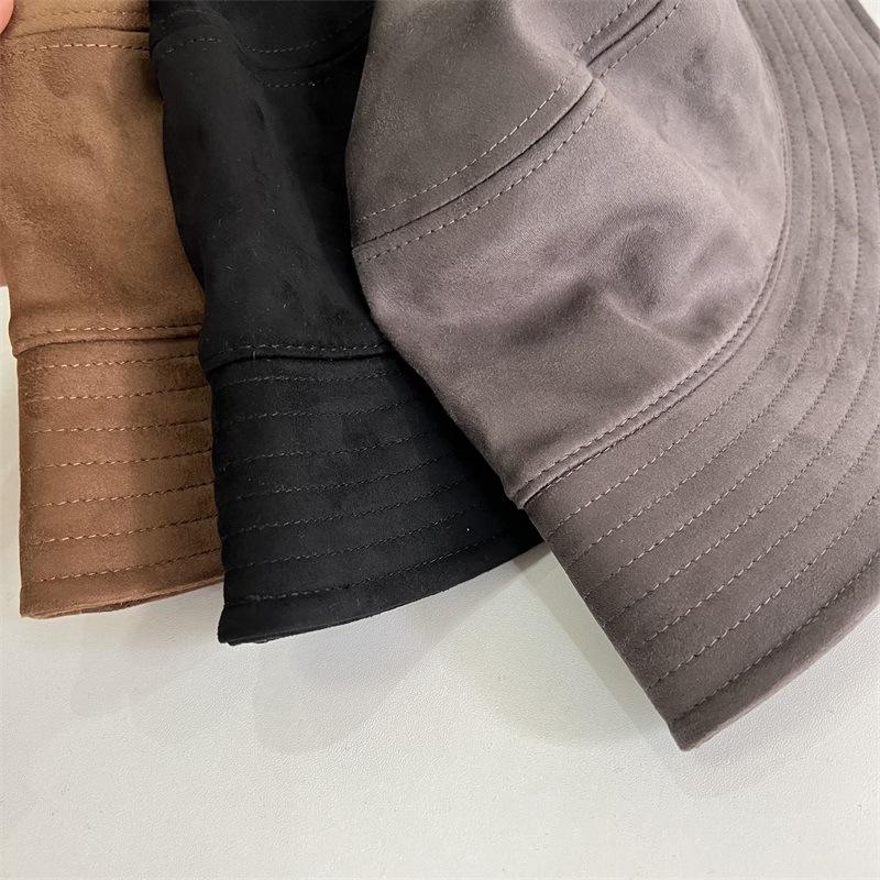 

Deerskin velvet bucket hat female trend versatile autumn and winter plain face bucket hat show washbasin hat man M（56-58cm） верблюд