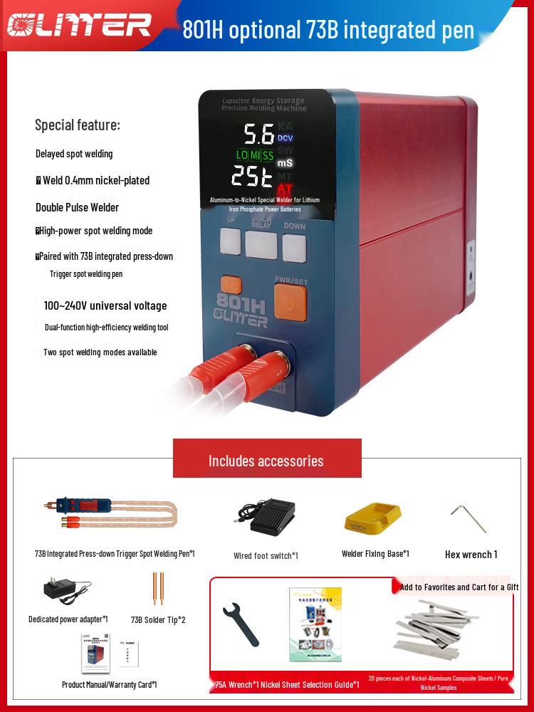 GeLingDe 801H Spot Welder for Iron-Lithium Power Battery, Aluminum-Nickel Pulse Resistance Battery Welder.