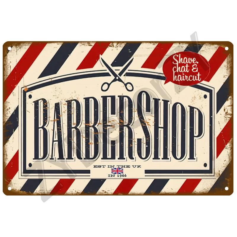Barber Shop Plaque Metal Sign Vintage For Door Tin Sign Home Interior Paintings Mancave Wall Posters Room Decoration Decor Art
