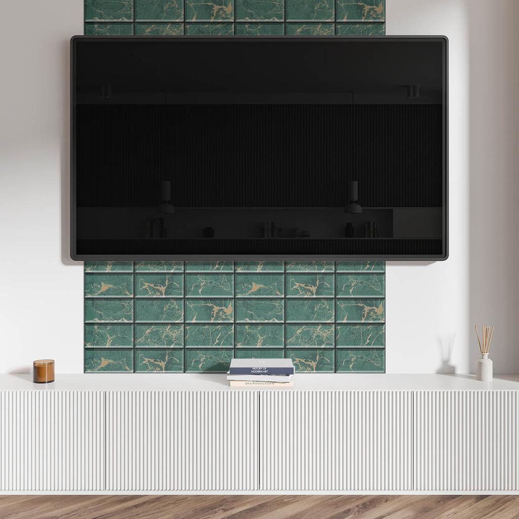 Vinyl Panel with Decor for Kitchen or Bathroom 120x60 Cm Marble Tile Pattern