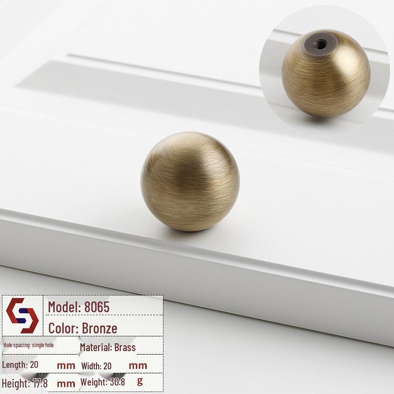 Vintage Brass Handle for Wardrobes, Cabinets, Drawers, and French Doors - Single Hole Light Luxury Style Furniture Hardware