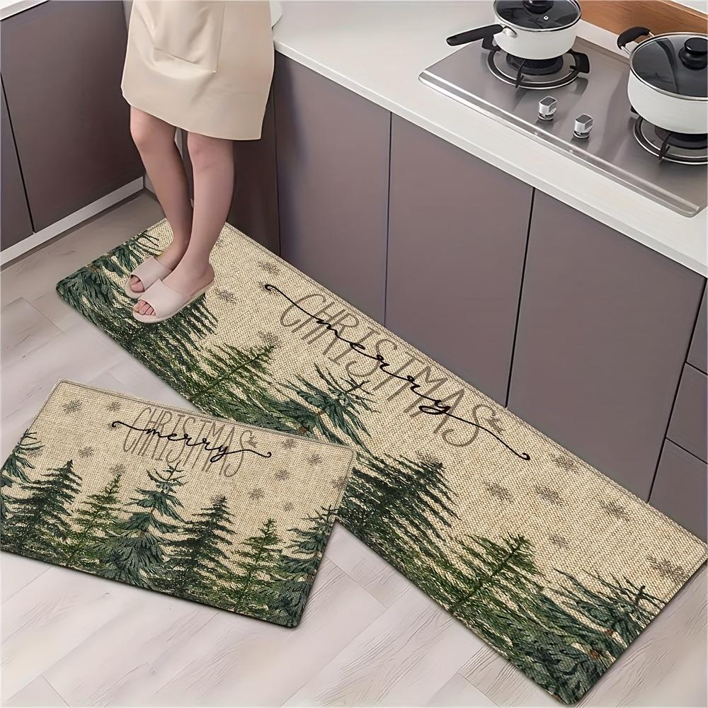 

Комплект из 2 ковриков для рождественской елки, веселые рождественские нескользящие влаговпитывающие коврики для ванной, вязаный прямоугольный коврик для ванной, коврики для комнаты, которые можно стирать в стиральной машине 10*60cm+40*120cm