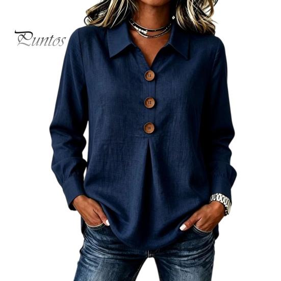 Women Button Down Shirts Shirt Blouse, Long Sleeve V Neck Loose Flowy Wrinkle Resistant Lightweight Breathable Tops Tunic Shirt, Casual Work
