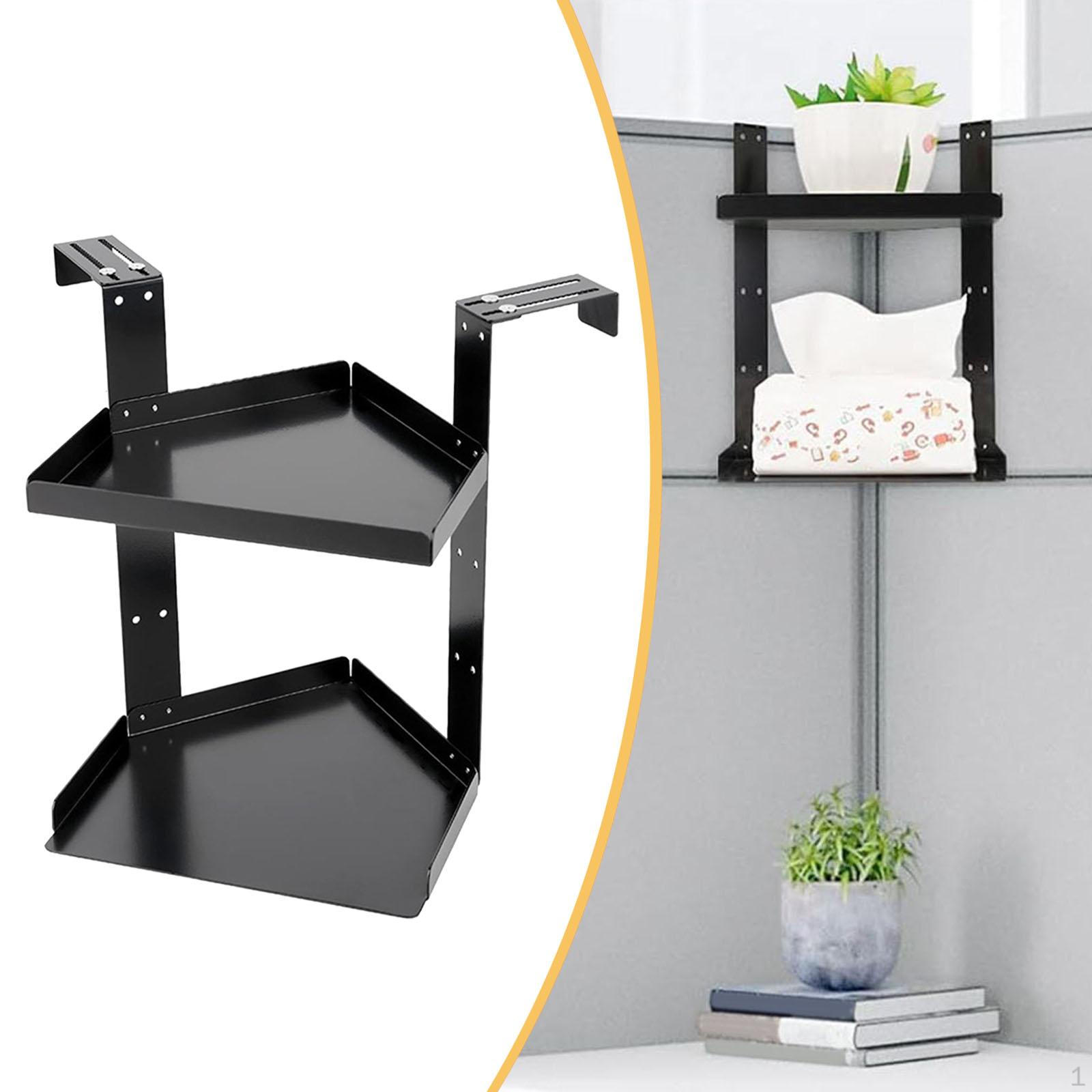 

Office Cubicle Shelf Adjustable Space Saving 2 Tier Corner Storage Organizer Rack for S