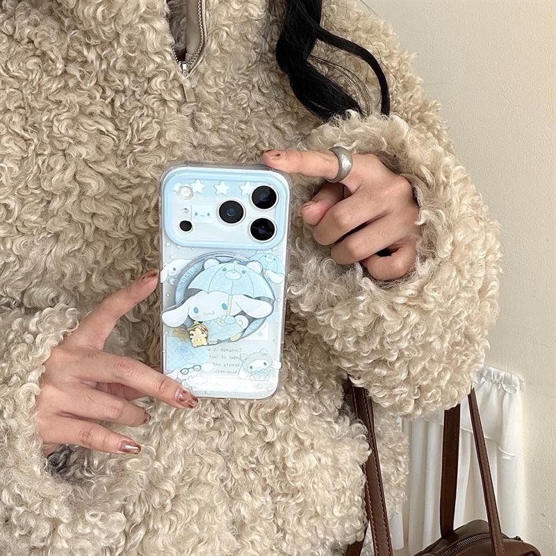 Cinnamoroll Polka Dot Raincoat Magnetic Phone Case for iPhone 17/16 Pro Max/15/14