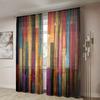 2 Pieces, Room Decoration Colored Wooden Board Printed Curtains, Living Room Bedroom Home Decoration Curtains
