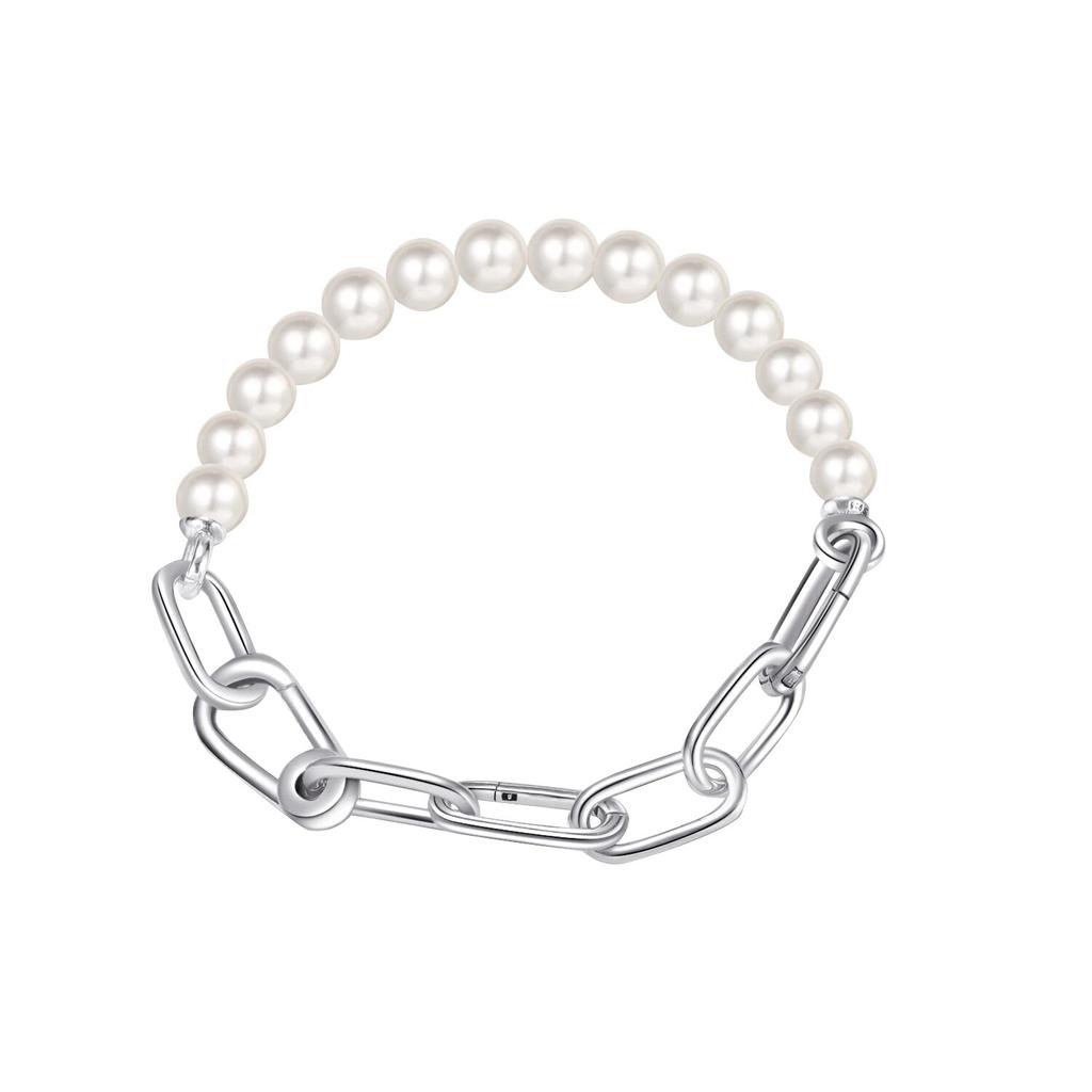 Bracelet en laiton plaqué argent pour femmes, chaîne à maillons en perles, bijoux fins, adaptés aux breloques, nouvelle Collection Me 2022