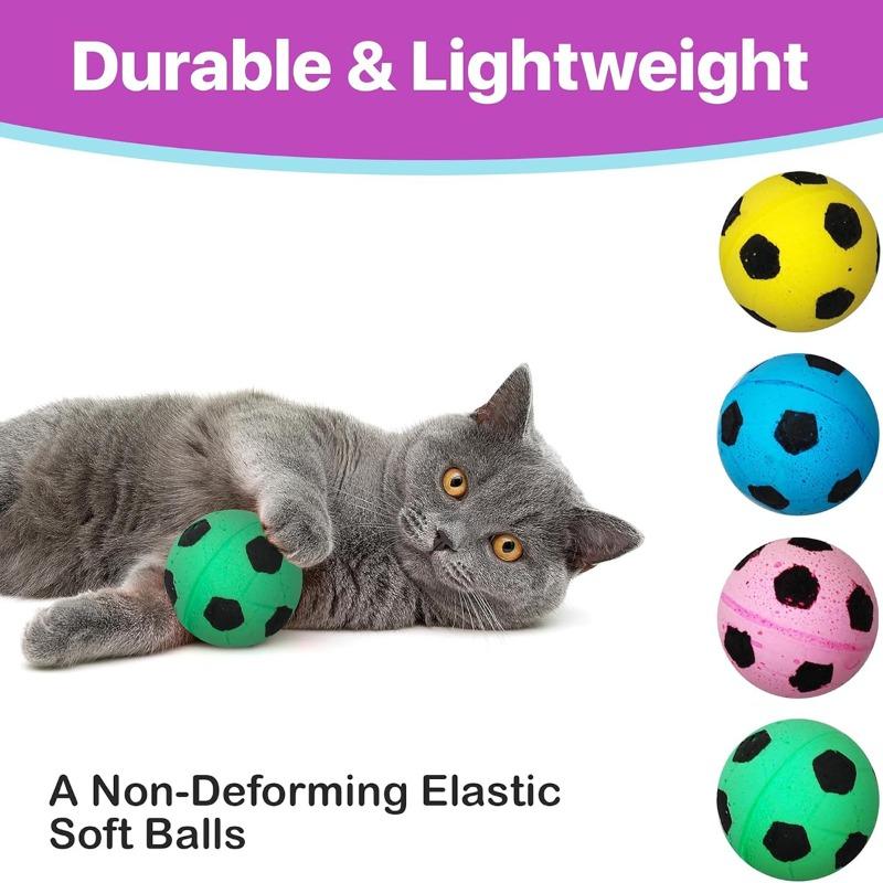 4pcs Cat Toys Balls Soft Plush Cat Soccer Balls Interactive Toy for Indoor Kitten Perfect for Batting & Swatting Cats Playing