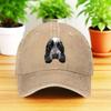 Cute Dog Print Washed Denim Baseball Cap Adjustable Curved Brim Outdoor Breathable Hat