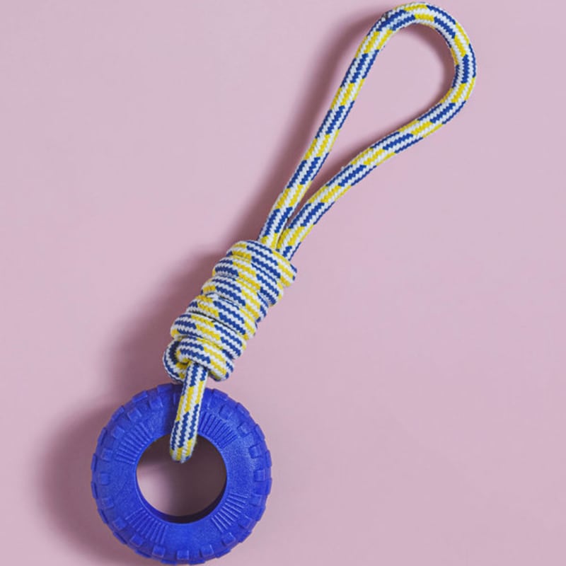 [Pet] Yellow Blue Round Rope Ball