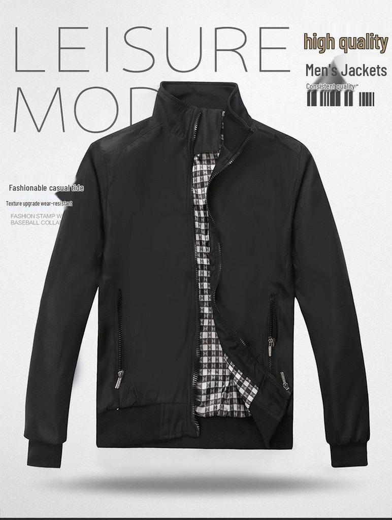 Men's Plus Size Spring & Autumn Casual Business Jacket with Stand Collar