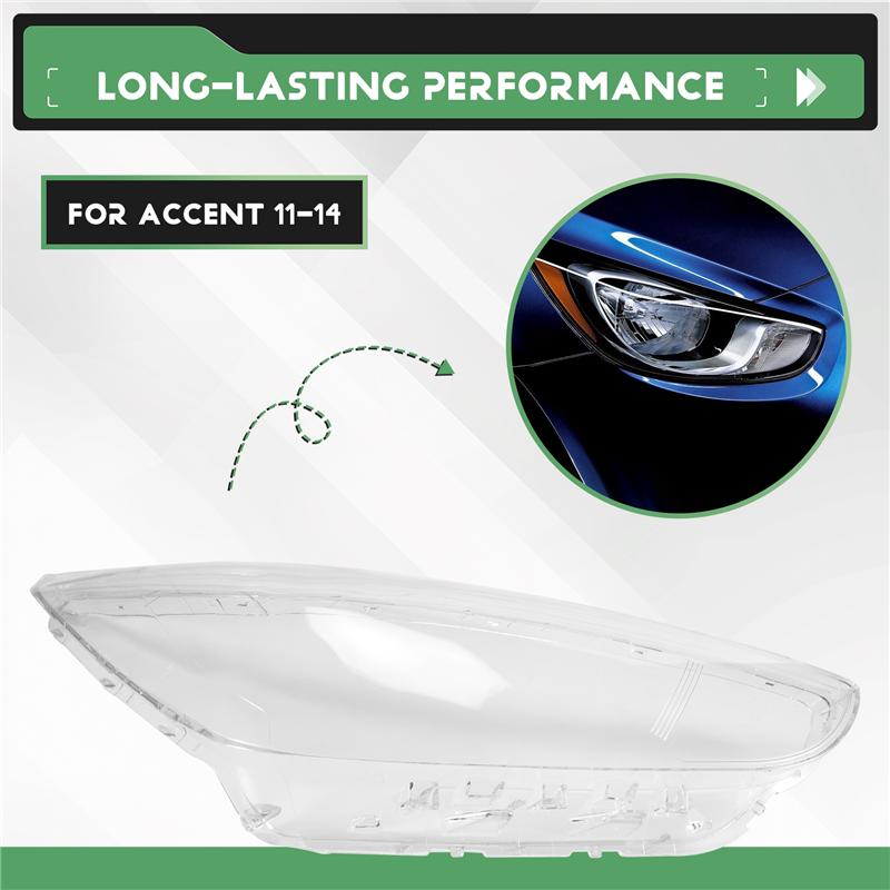 For Hyundai Accent 2011 2012 2013 2014 Headlight Shell Lamp Shade Transparent Lens Cover Headlight Cover transparent Right