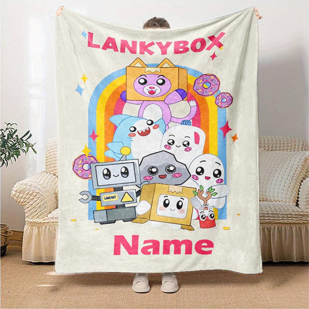 Custom Name LankyBox Theme Printed Blanket - Perfect for Couch, Bed, Travel & Outdoor Use | Machine Washable, Cozy & Durable.