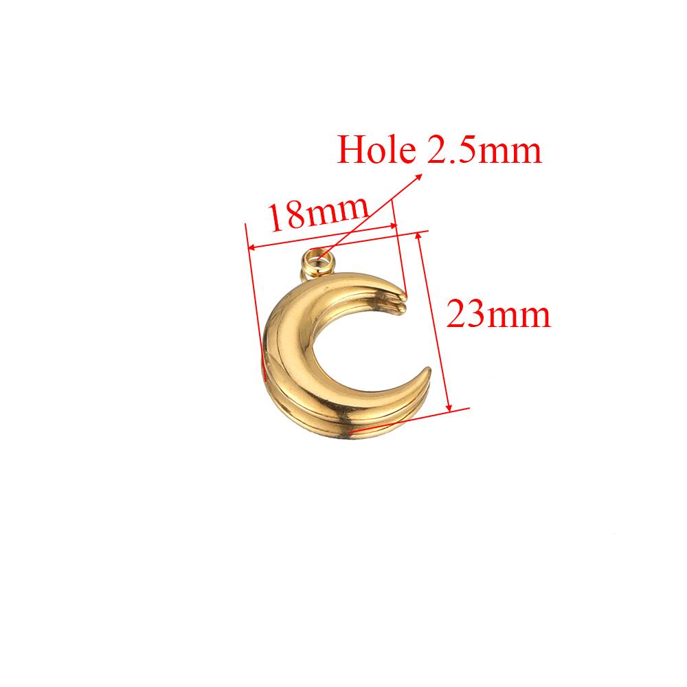 5pcs Stainless Steel Gold Color Moon Charms DIY Jewelry Making Women Sweater Pendant Necklace Findings Accessories Supplies