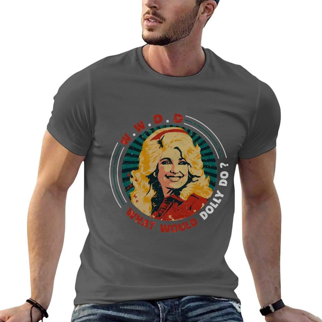 Vintage Dolly Parton Wwdd What Would Dolly Do Tshirt Basic Solid Color Short Sleeve Cotton Top