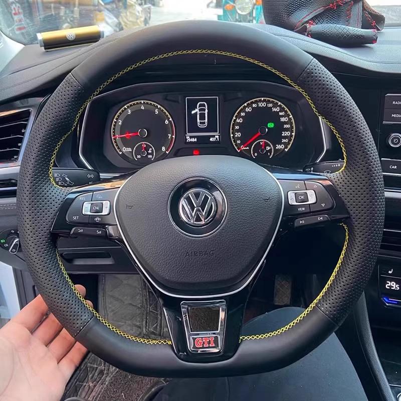 Hub Caps For Volkswagen VW Golf 7 Mk7 Touran Up New Polo Jetta Passat B8 Tiguan Car Steering Wheel Braid Cover Black Artificial