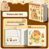 Portable 12/24 Colors Watercolor Painting Notebook Pigment Palettle Set Artist Watercolor Paint Palette Sketchbook Art Supplies