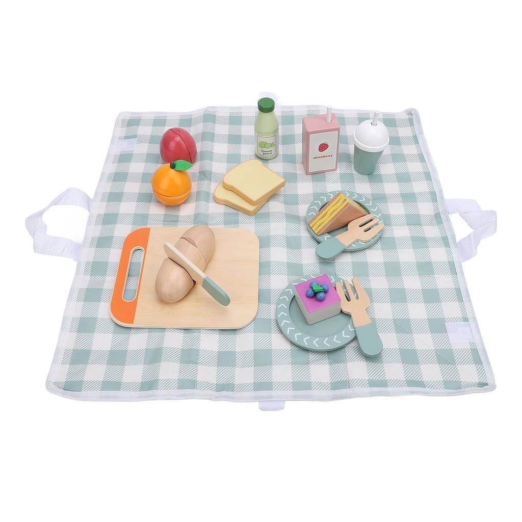 Kids Picnic Toy Set High Simulation Educational Fun Develop Fine Motor Skills Wooden Food Play Toys