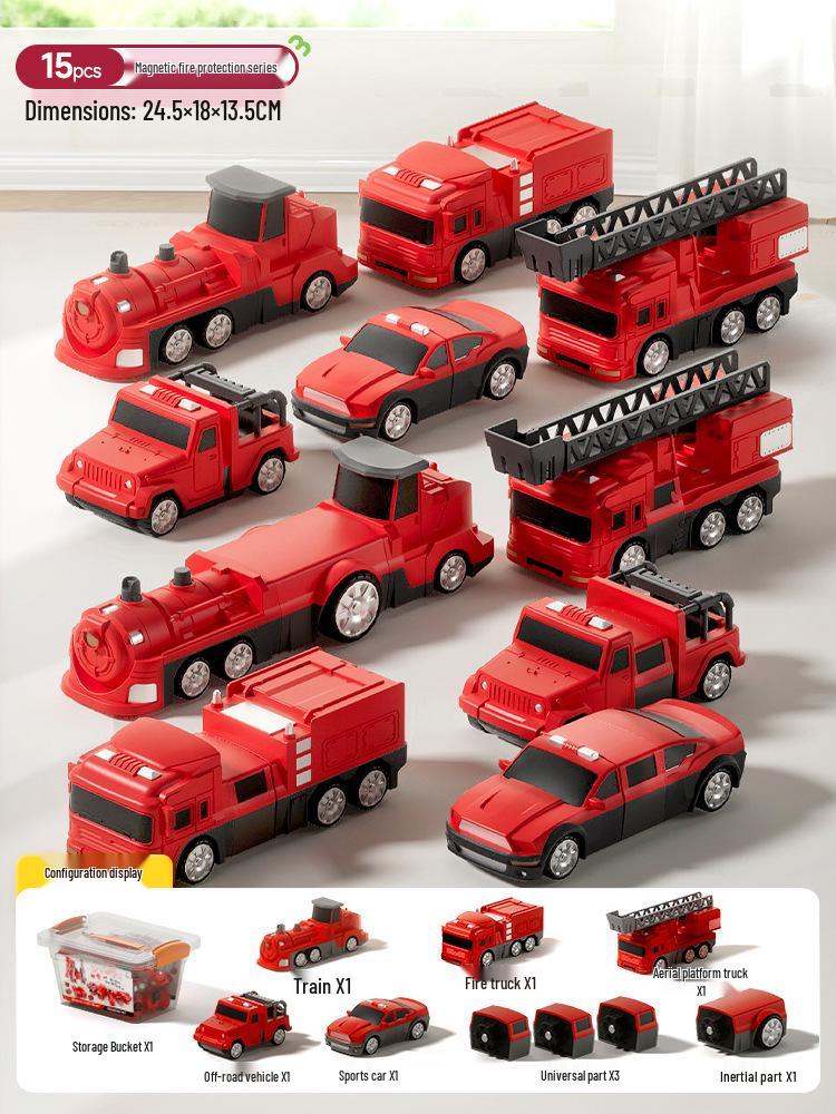 Children s Magnetic Building Block Car: Transforming Robot & Educational Toy