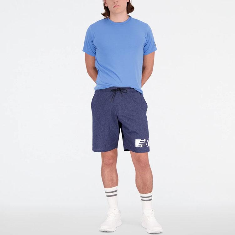 New Balance RW Tech T Shirts Men's Blue Crew Neck Moderate Straight Fit MT23059-HER