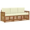 Outdoor Sofa Set with Cushions 3 Pcs Solid Acacia Wood