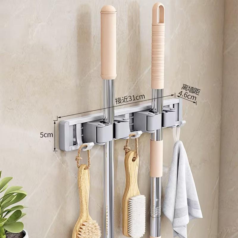 Mehrzweckhaken Mopphalter Wandmontiert Mopp Aufbewahrungsbox Besenhalter Haken Badezimmer Wasserdicht Wand Aluminiumlegierung Bohrhaken