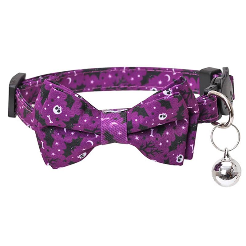 Halloween Pet Bow Tie Collar Elastic Adjustable Necktie with Bell Pendant Cat Dog Kitten Puppy Accessories Cat Harness