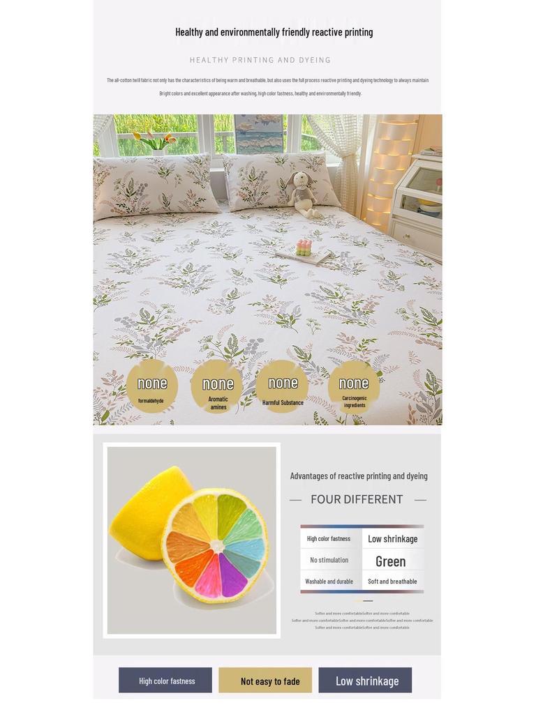 100% Cotton Fitted Sheet: Soft, Printed, Moisture-Wicking, Sweat-Absorbing, Anti-Static Mattress Protector