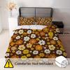 3Pcs Retro Floral Duvet Cover Set,Brown Orange Flower Print Polyester Bedding With Pillowcases,Machine Washable All Season