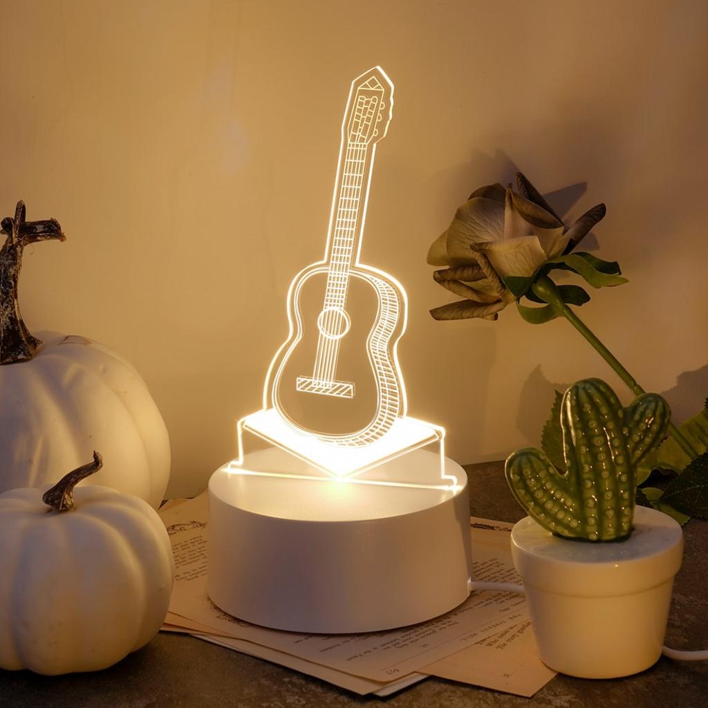 Einzigartiges 3D-Gitarren-LED-Nachtlicht - Geeignet für Schlafzimmer, Wohnzimmer, Büro - Geschenk für Musikliebhaber, Freunde und Familie