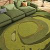 Retro Green Non-slip Waterproof Floor Mat - Vintage Style, Washable, Ideal for Living Room, Bedroom, Sofa, or Under Coffee Table.