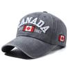 Cappellino da Baseball Lavato con Ricamo Foglia d'Acero Bandiera del Canada, Classico Vintage Morbido Cotone Regolabile Sportivo