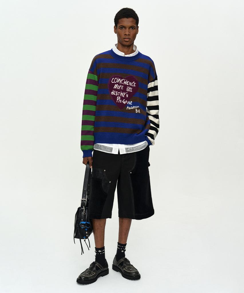 ADSB ANDERSSON BELL Boys Heart Message Crew-Neck Sweater Atb1453M(Blue/Green)