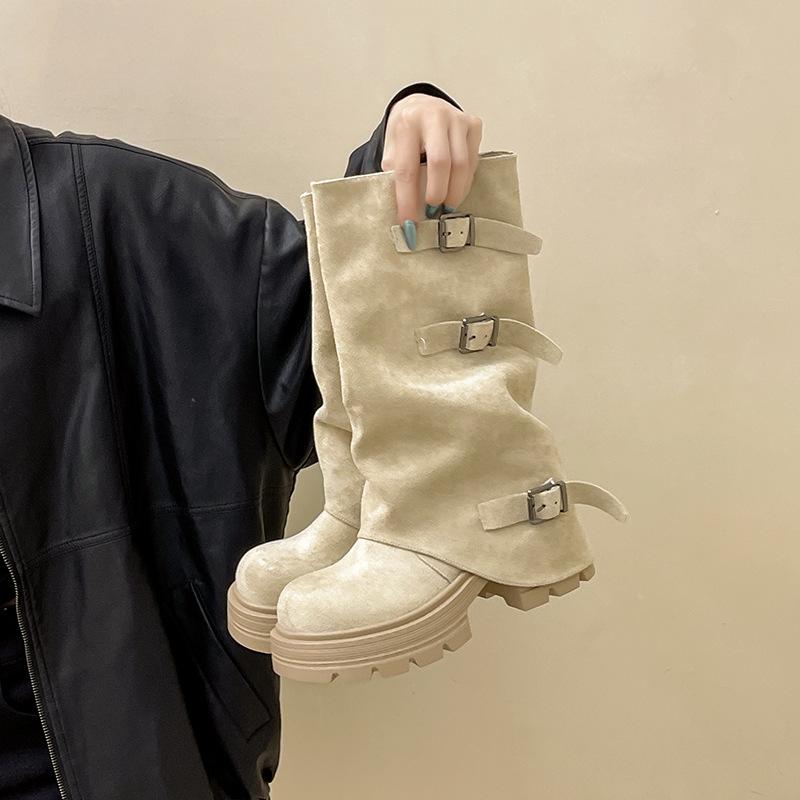 New Chinese small man Western retro thick-soled belt buckle autumn and winter design sense fashion knight versatile Martin boots