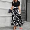 Women's Floral Print High Waist Fashion Elegant Temperament Dress