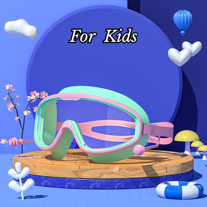 Ochelari de înot Cadru mare Dopuri de urechi Impermeabili Anti-aburire HD Transparenți Ochelari pentru bebeluși Protecție UV Ochelari de înot siguri