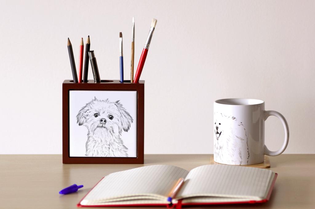 Lowchen, Little Lion Dog – Pen holder with a dog, desk organizer with a print | Art-Dog
